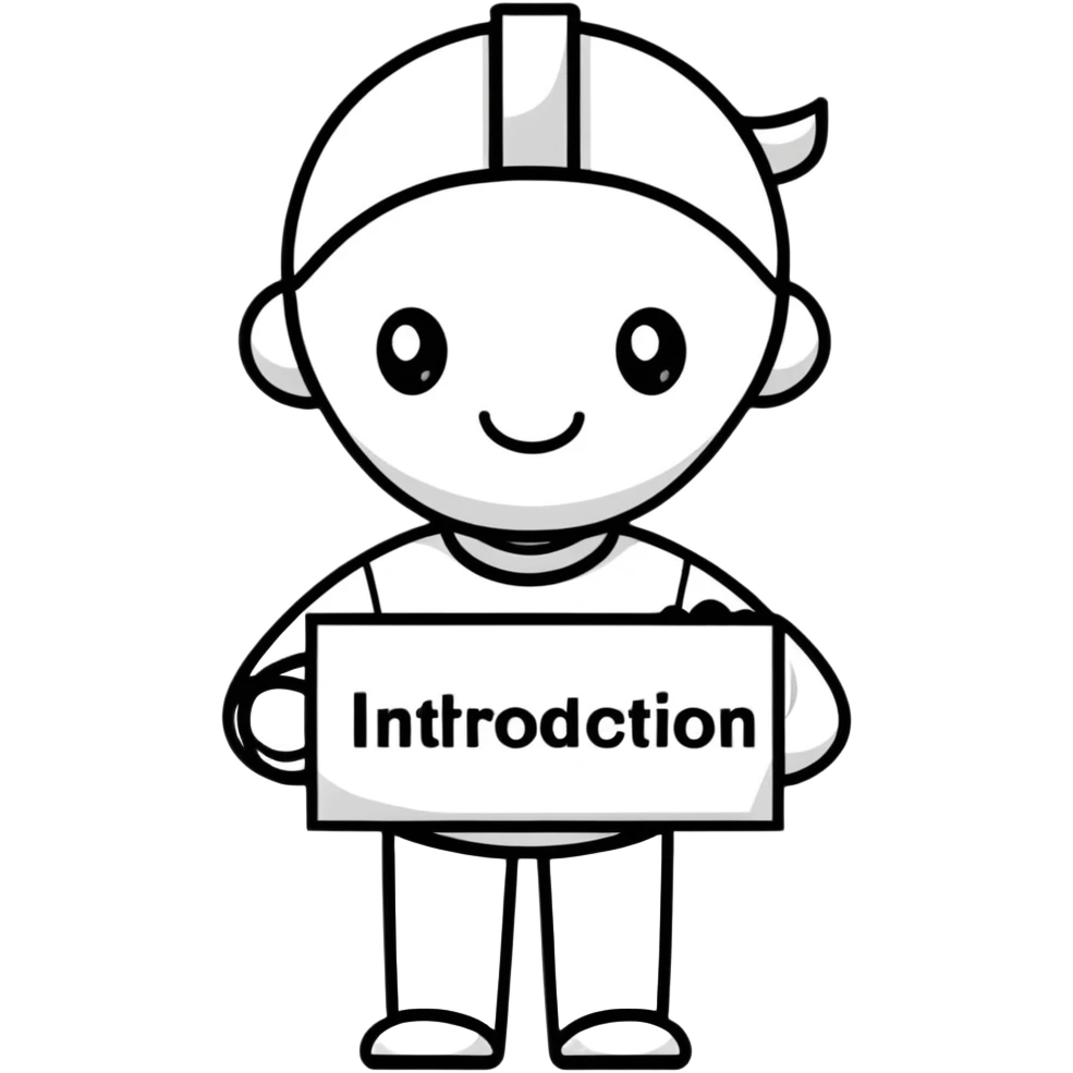 Friendly cartoon character holding an introduction sign emoji