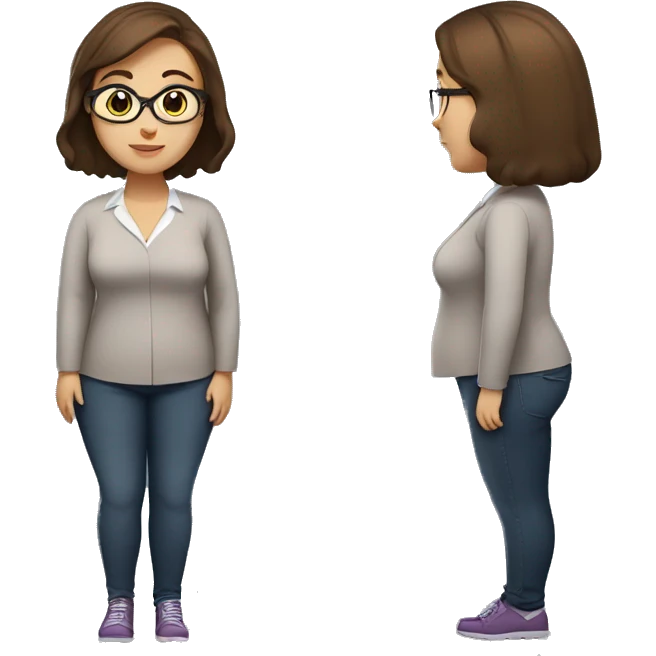 an overweight female teacher 679 pounds, with a young face, gigantic cheeks and brown hair emoji