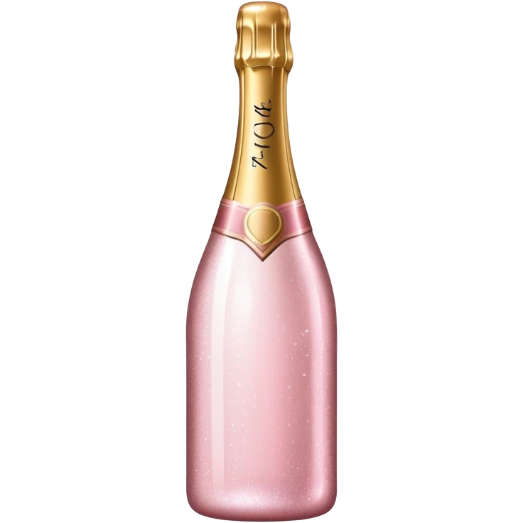 sparkly light pink champagne bottle, glittery emoji