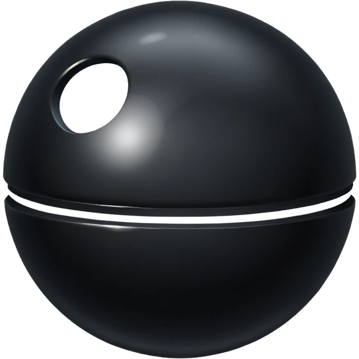 A black shiny ball-canon emoji