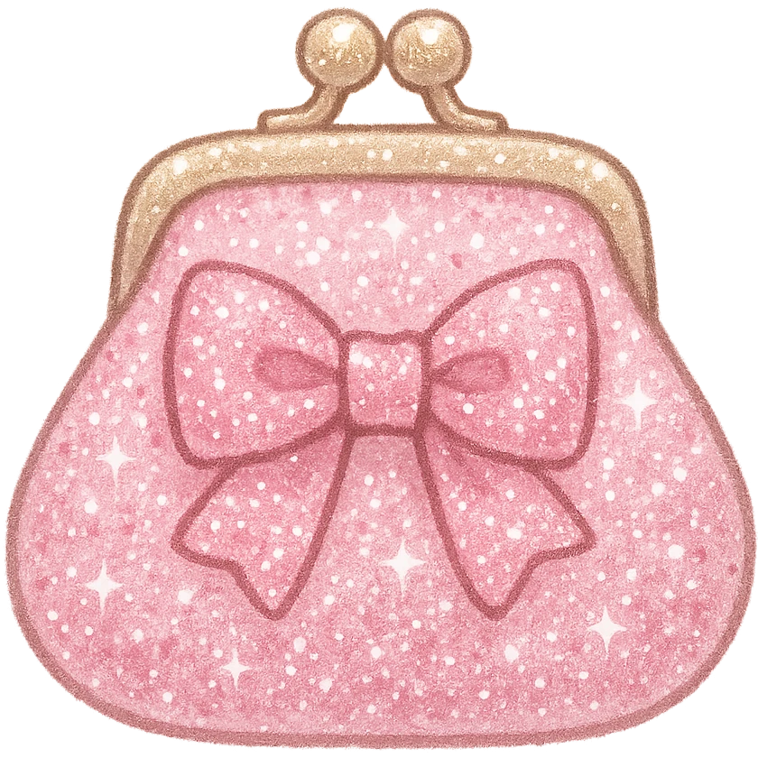 girly sparkling coin purse with bow, no background emoji