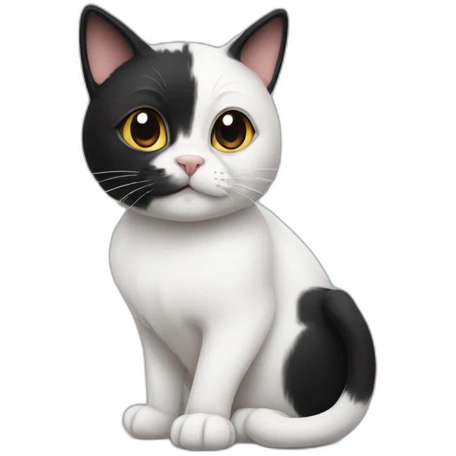 a white and black cat with smal black tings emoji