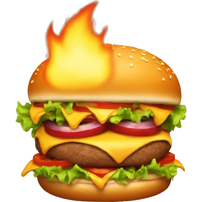 flaming burger emoji