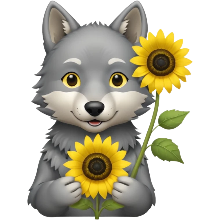 wolf with flower emoji