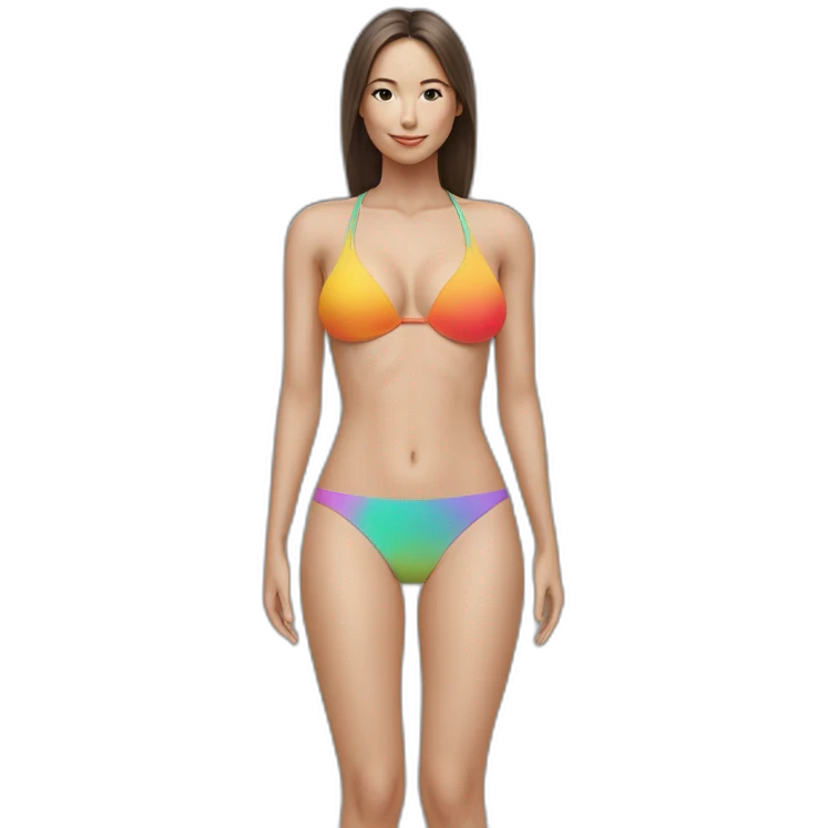 Mujer en bikini color invisible, cuerpo completo emoji
