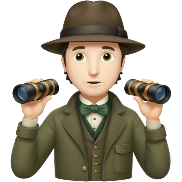 henry David thoreau full body birdwatching with binoculars emoji