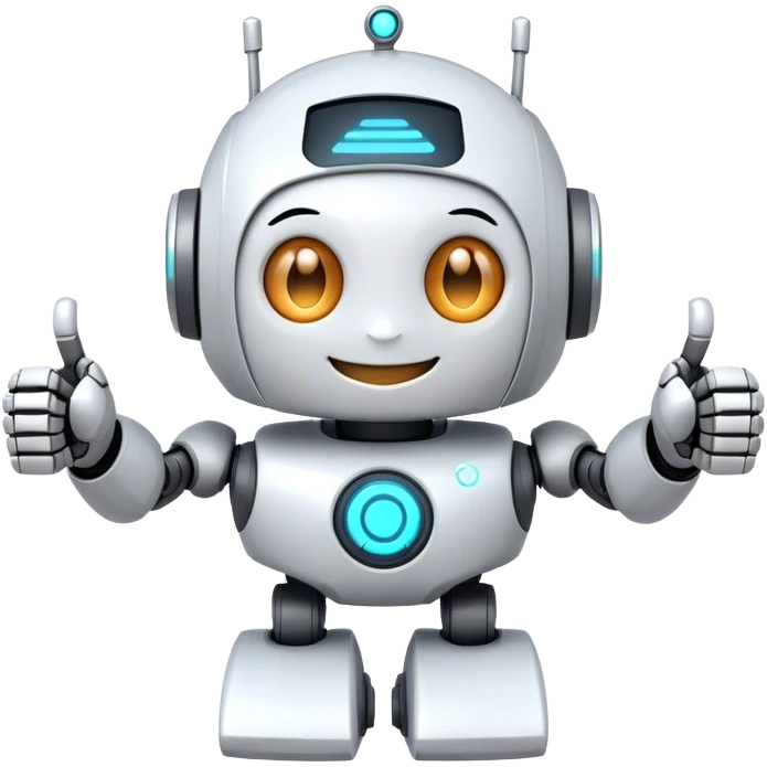 cute girly robot with a big smile, portal design , giving a big thumbs-up emoji
