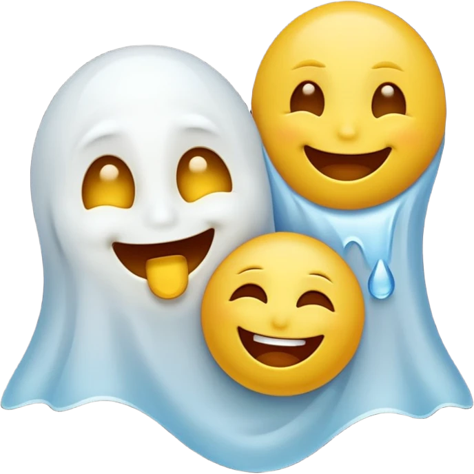 Emojis qui rigole fusionné avec l’emojis fantôme 👻 emoji