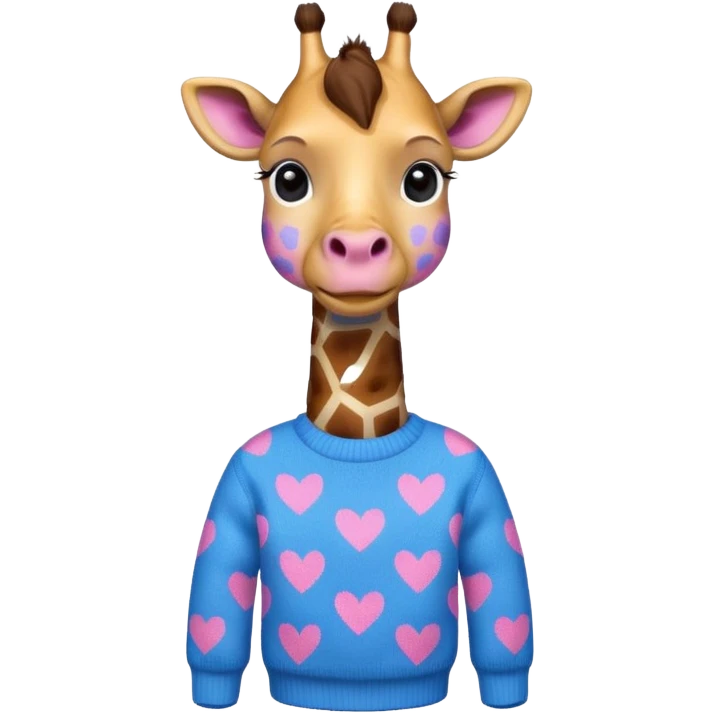 giraffe wearing blue and pink sweater emoji
