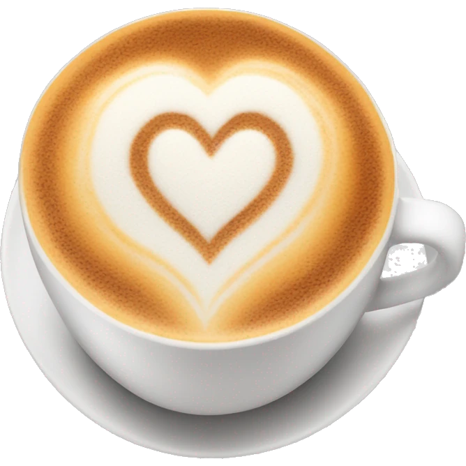 a cappuccino with a heart foam emoji