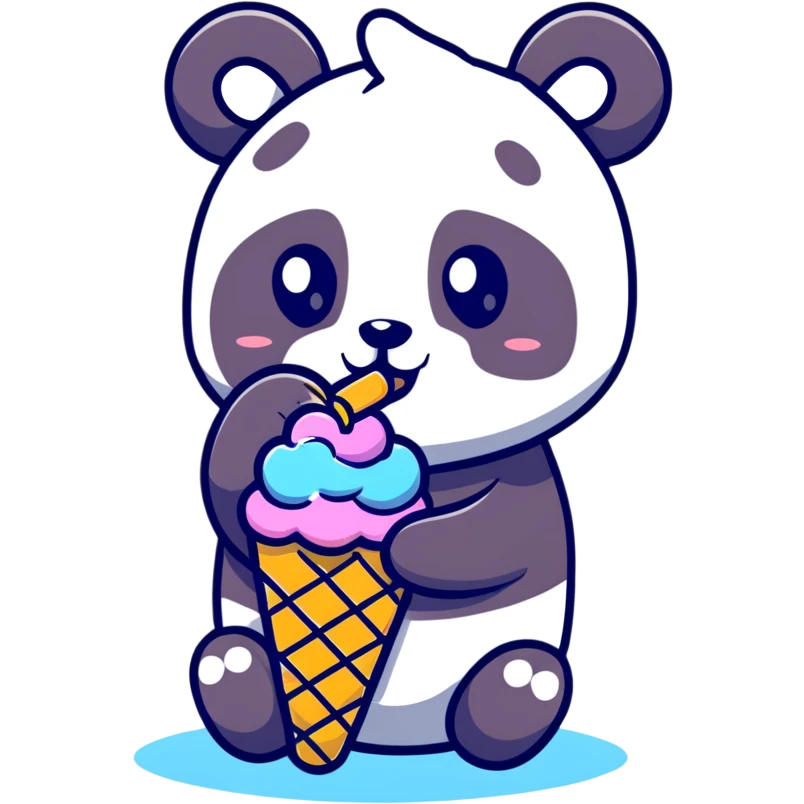 Panda eating ice cream emoji