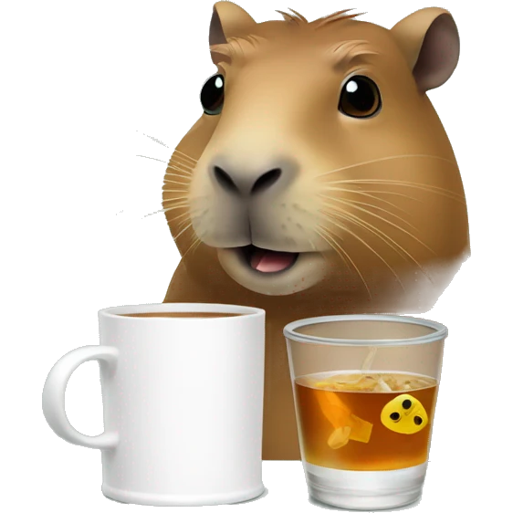 capybara in a cylinder with a manocle drinks tea emoji