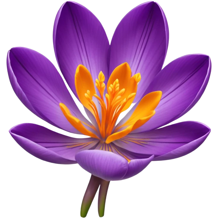 saffron crocus flower, detailed petals, vibrant purple, yellow-orange stigma emoji