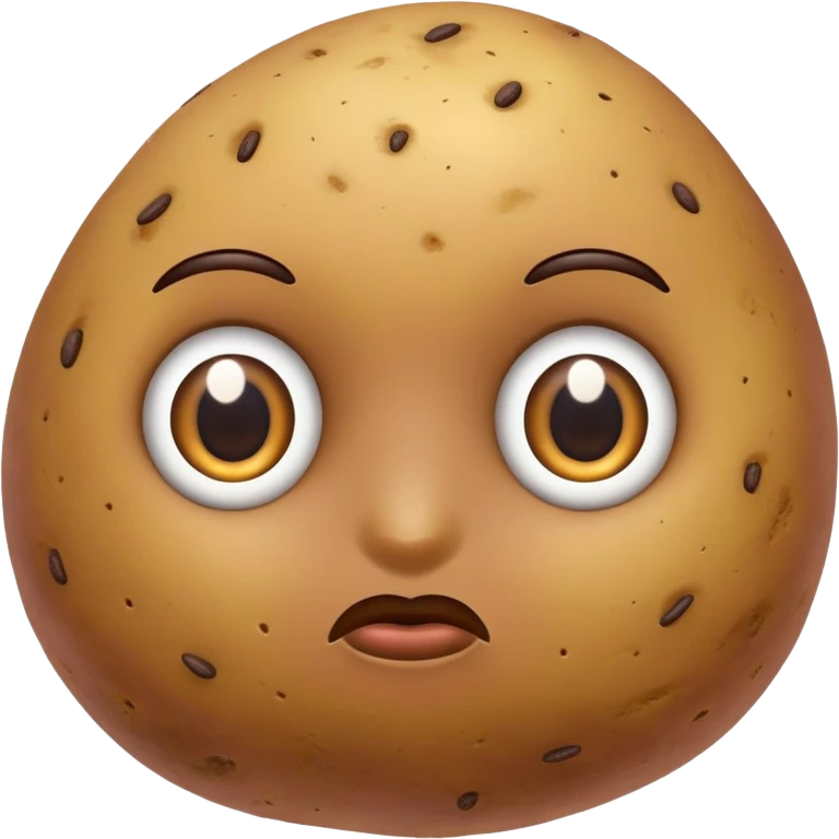 realistic potato with brown skin and eyes emoji