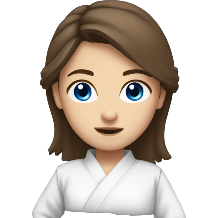 brown hair blue eye girl doing karate emoji