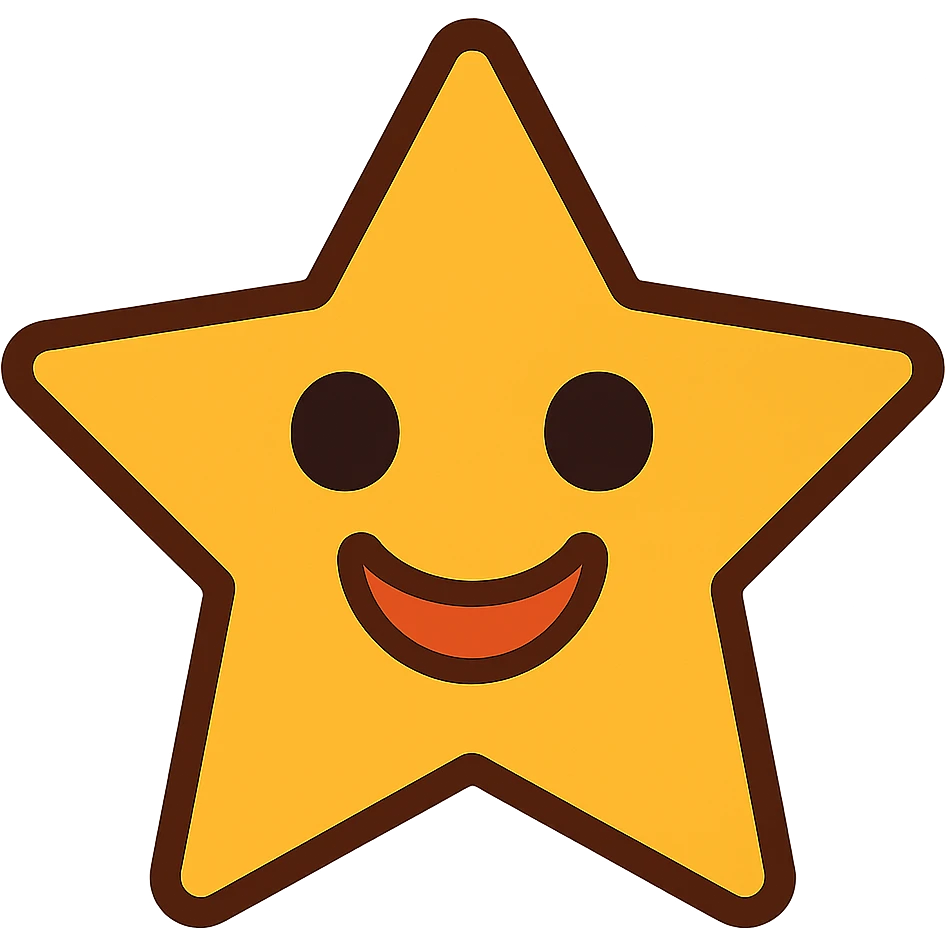 a star with a friendly face, fun and approachable style emoji