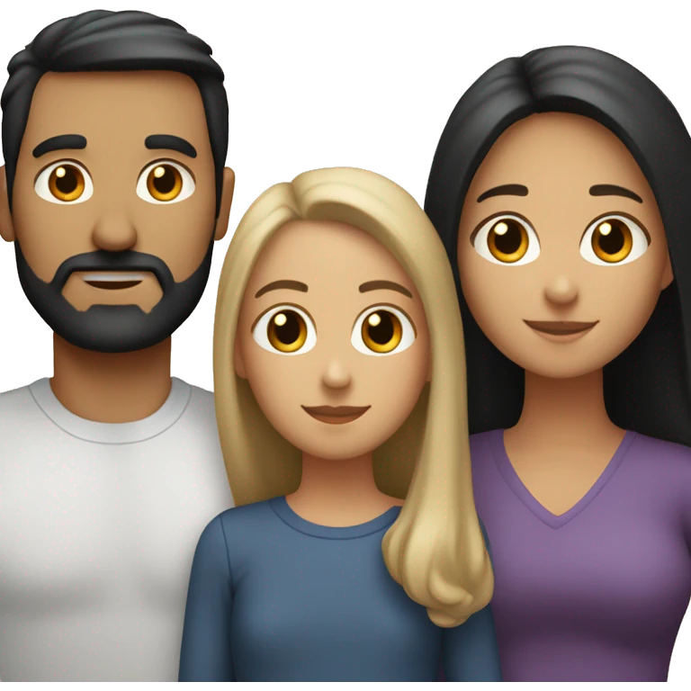 Portrait White Family of dad with black hair and beard, mom with light brown long hair, and daughter with medium dark blonde hair   emoji