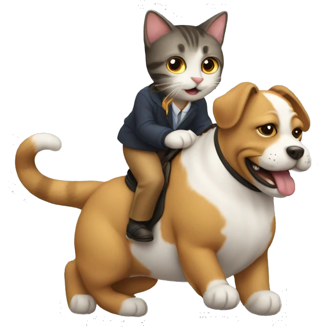A cat riding a dog  emoji