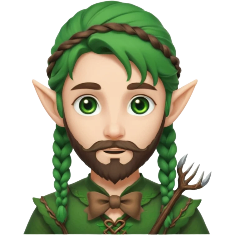 Forest elf with braided beard and bow emoji