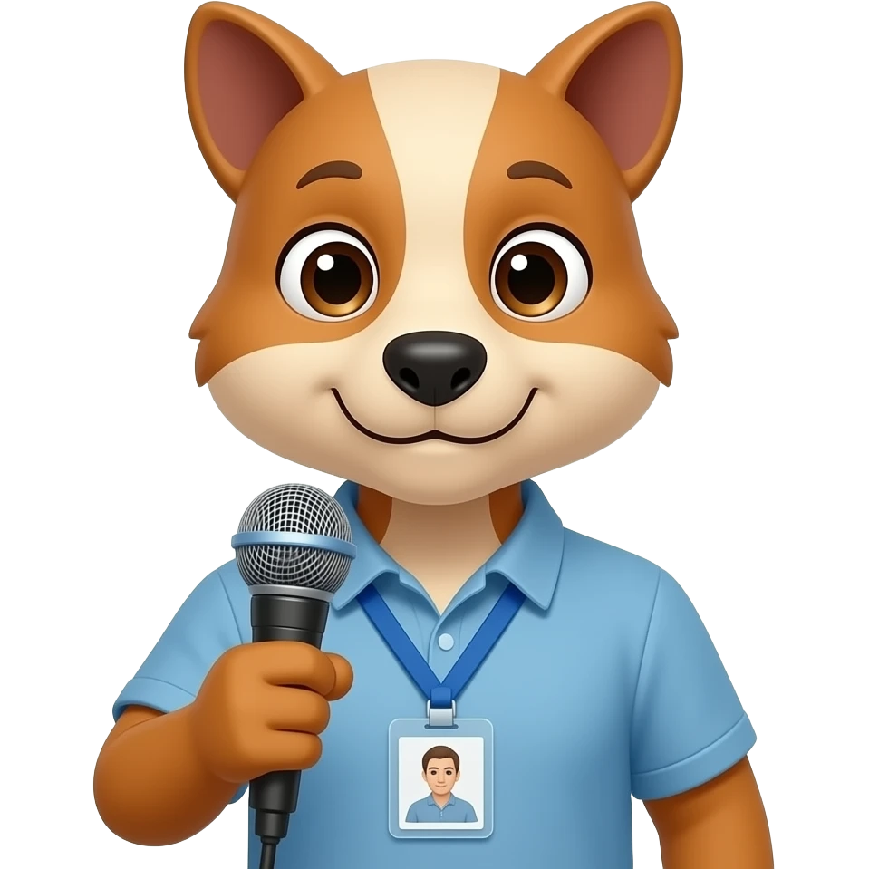 animal journalist with mic and id emoji