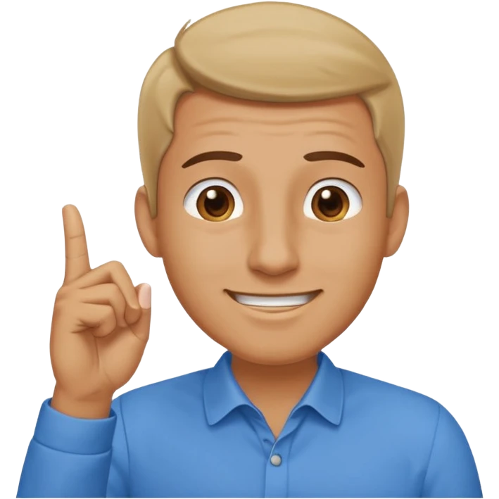 man pointing with index finger on his hand, who taps their temple with a finger and smiles knowingly. Expression: 'clever idea' emoji