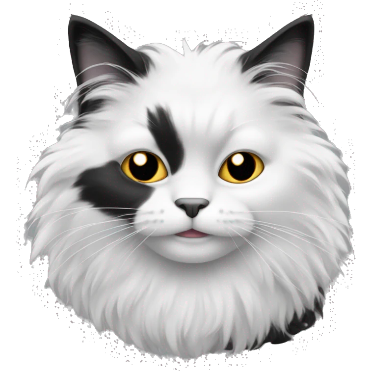Black and white fluffy cat emoji