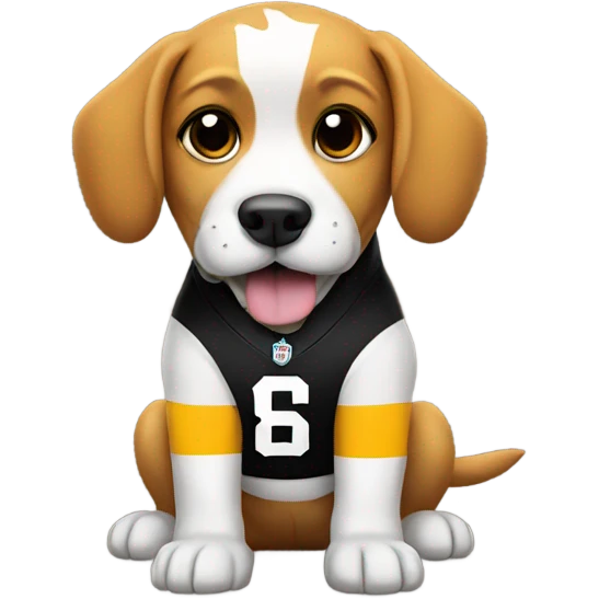 dog wearing steelers jersey emoji