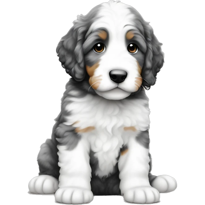 White with grey spots bernedoodle puppy emoji