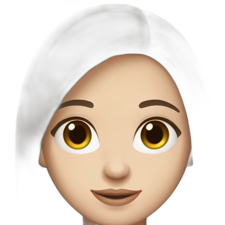 29 year old pale skin Spanish woman, big brown eyes, high cheek bones, soft chin, long dark brown straight hair emoji