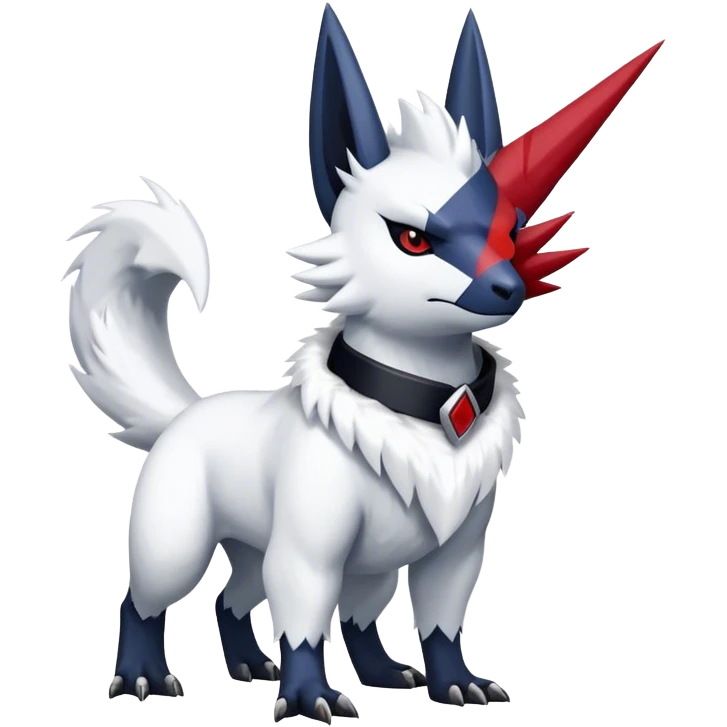 Cool Edgy Nargacuga-Absol-Zangoose with a collar on, full body emoji