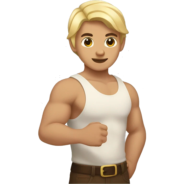 buff mexican boy with blonde hair holding white girl hand with a brown  hair bob  emoji