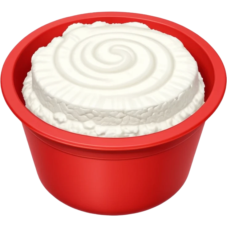 Cottage cheese in a red container with a white stripe at top and bottom emoji