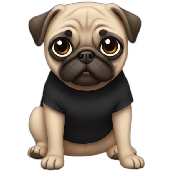 pug wearing a black t-shirt emoji