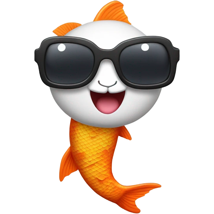 pez koi con lentes de sol sonriendo de cuerpo completo emoji