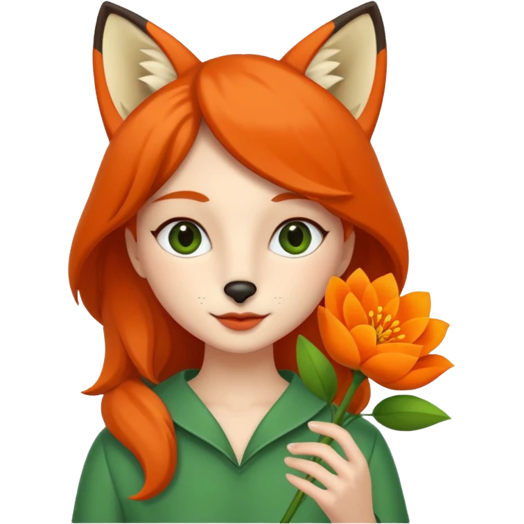 a flower in hand that holds the Fox emoji