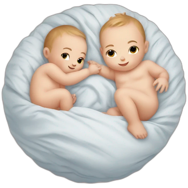 babies cuddle in ball of duvet emoji