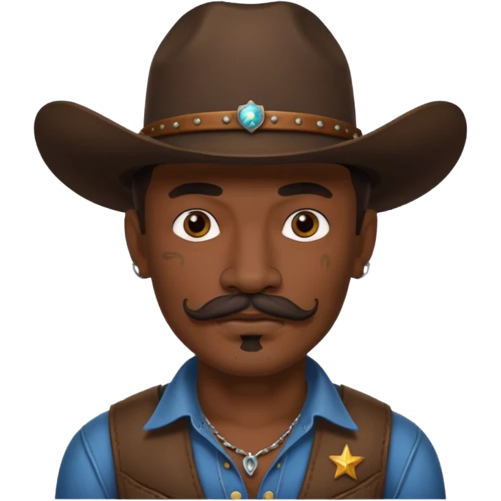 tattooed and mustached cowboys dark face emoji