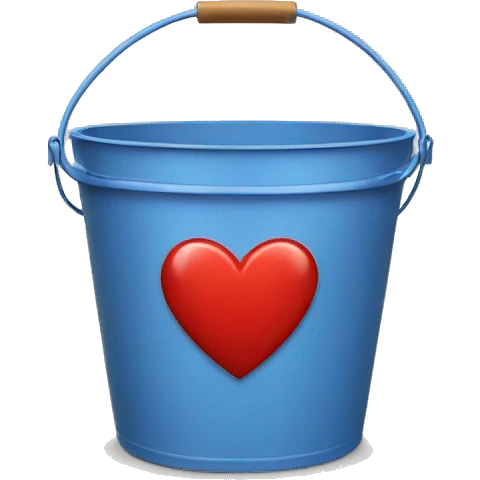 a bucket with a heart in it emoji
