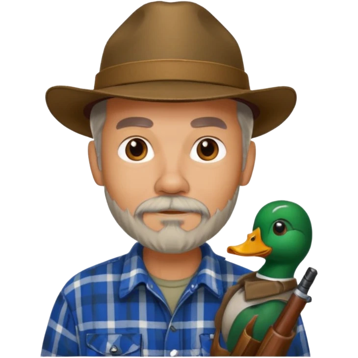 An older duck hunter with a goatee emoji