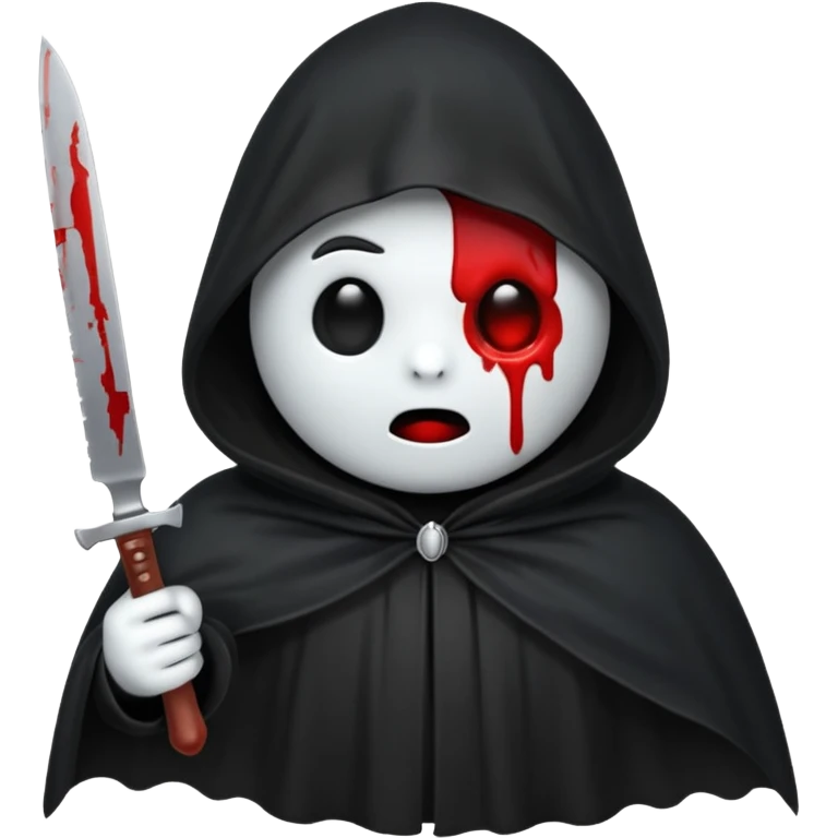 make a ghost face emoji with a cloak on and a bloody knife from the movie scream emoji