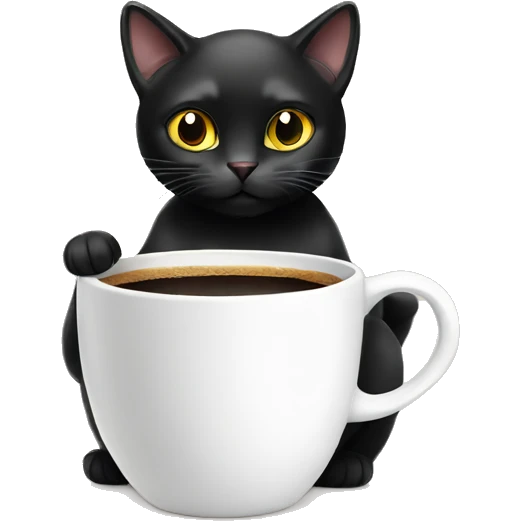 Black cat with coffee emoji