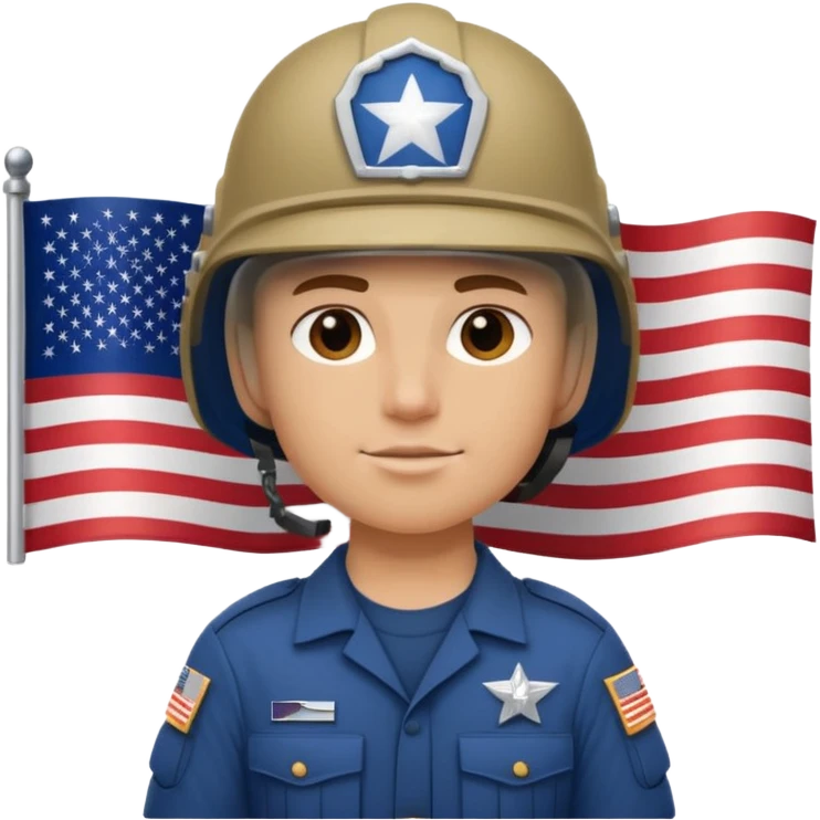 generate white american soldier with small usa flag on shoulder emoji
