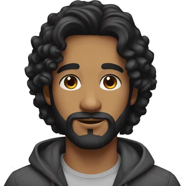 young men with beard and long currly black hair emoji