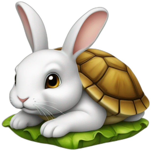 Un lapin sur une tortue  emoji