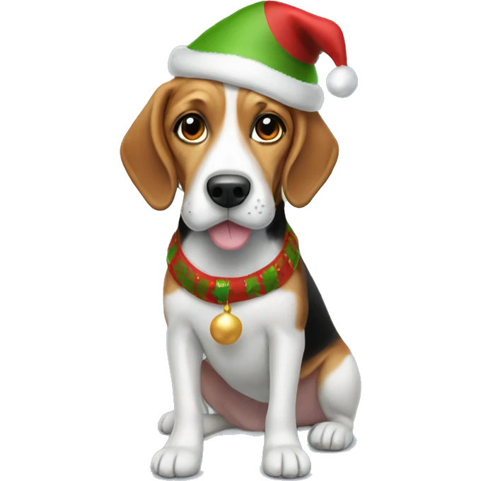 Beagle Christmas elf emoji