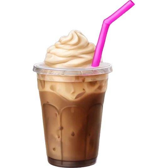 Iced coffee with pink straw  emoji