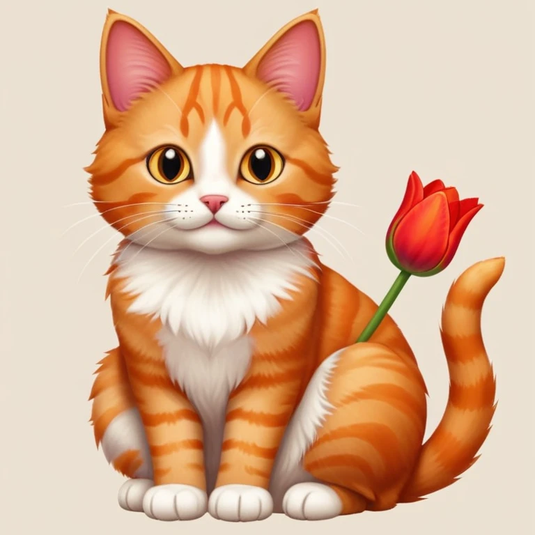un gatto con un tulipano in mano  emoji