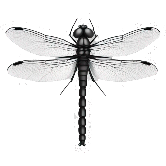 straight symmetrical black and white dragonfly emoji