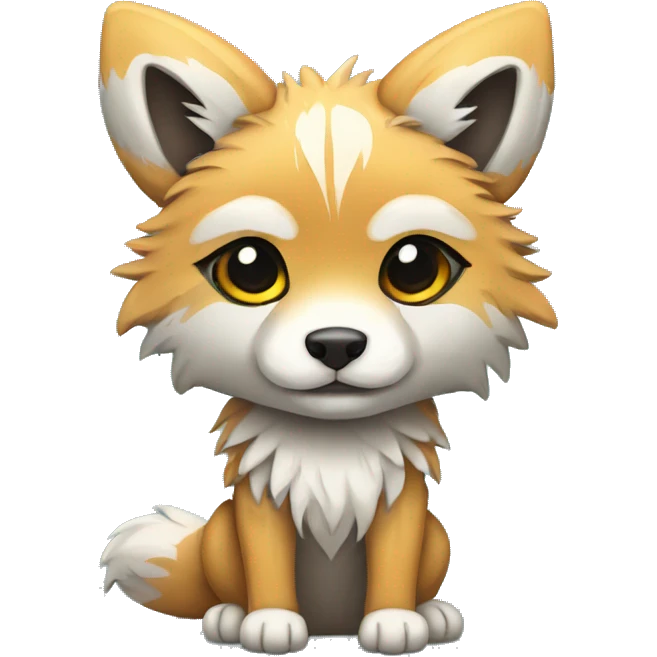 Fluffy Shy Colorful Chibi Coywolf With Shiny Tribal Markings Full Body emoji