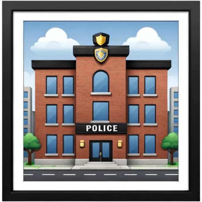 police department building with police cars near emoji